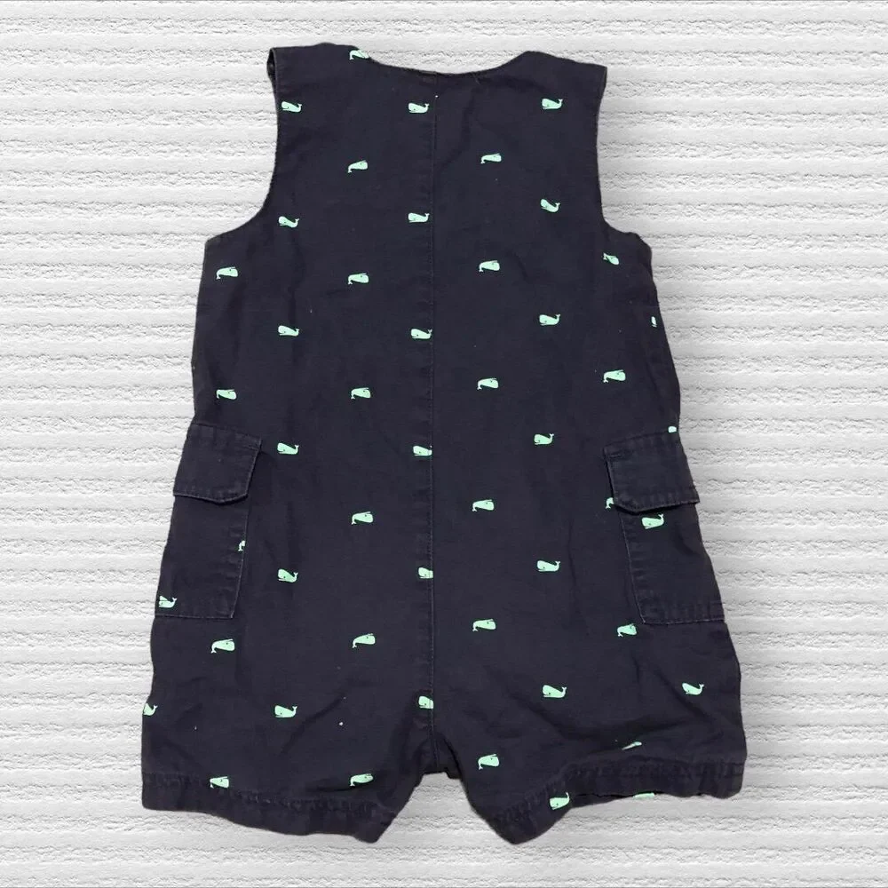Carter's 18m Blue & Green Whale Shortall Jon Jon Romper